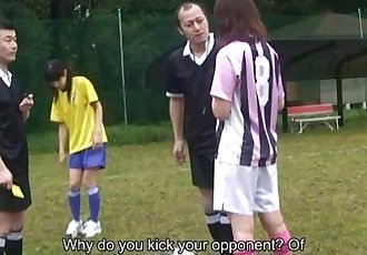Asian soccer player gets a yellow card and a cock - 57 sec