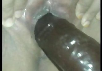Mami Indonesia Big black dildo plunged hard in wet pussy Tyas Putri - 6 min