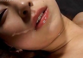 Sayaka Hagiwara licks cock and gets cum on mouth after drilling - 10 min