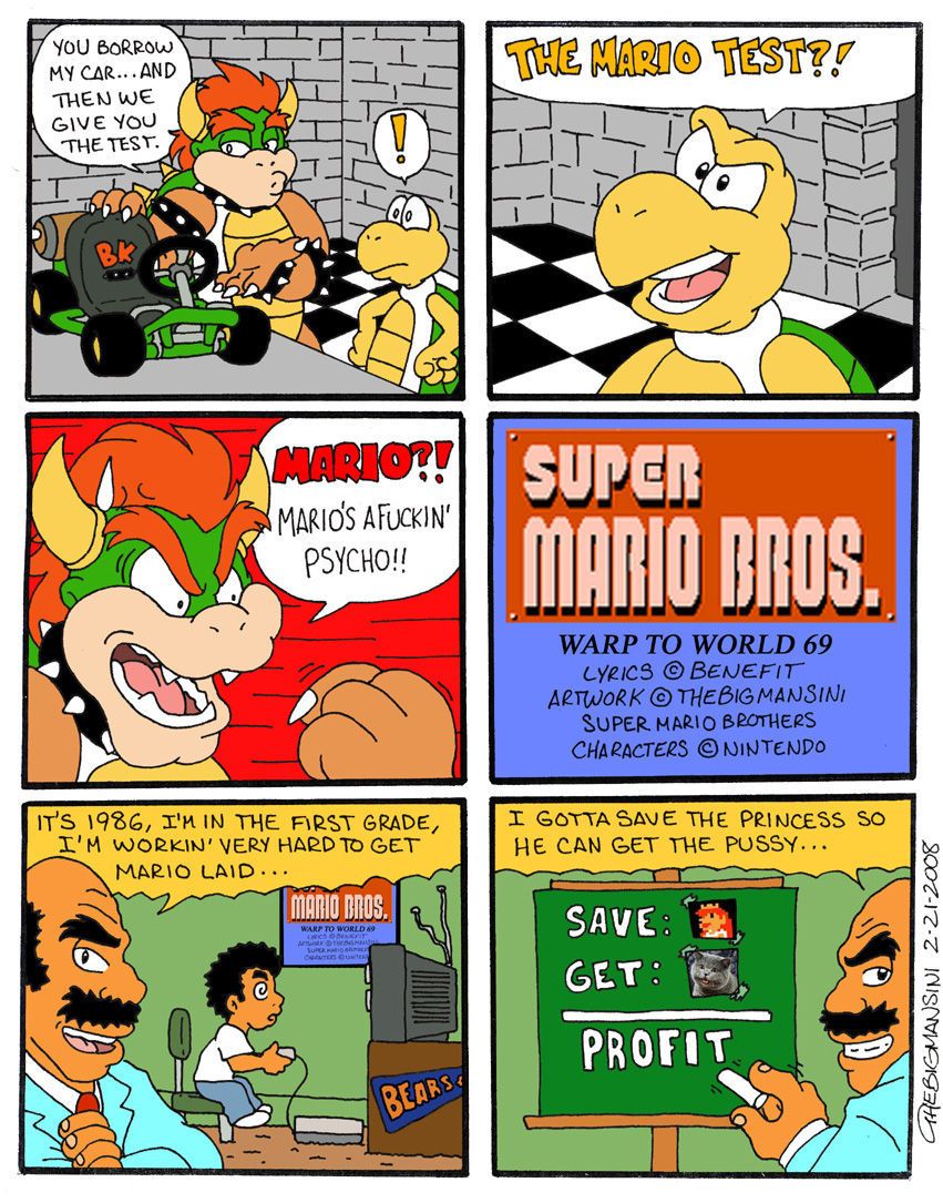 el grande mansini warp a Mundo 69 (super Mario brothers)