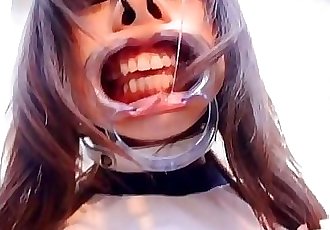 Subtitled weird Japanese face destruction shaved schoolgirl 5 min