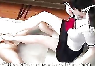 unemaro 3d Anime trabajando con el pie