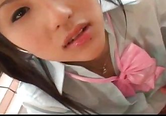 Teen cutie Ren Kikukawa in a school uniform sucking dick - 7 min