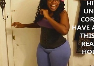 Big Booty Ebony MILF Showing Her Phat Ass in Purple Spandex - 1 min 15 sec