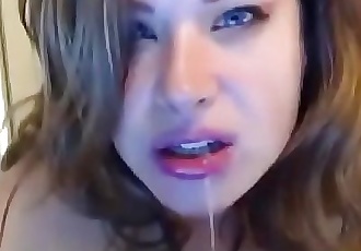 Sucking dildo made this beauty too horny to not masturbate while strangers watch her 7 min