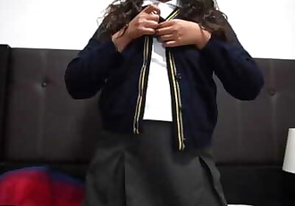 cute schoolgirl in uniform screams in pleasure and gets a creampie