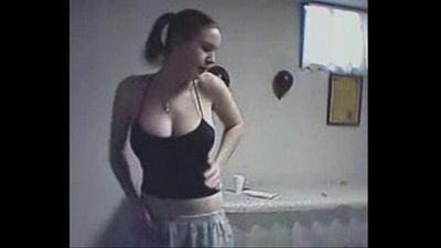 Busty amateur teen stripping on cam - 1 min 4 sec