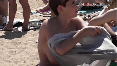 Huge hot boobs Topless on the Beach - 2 min