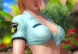 Dead or alive 5 Tina hot blonde in police uniform ass shaking in mini short