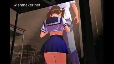 Sexy anime schoolgirl doing blowjob - 3 min