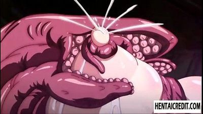 Hentai ผู้หญิง กับ bigboobs ได้ tentacled. 5 มิน