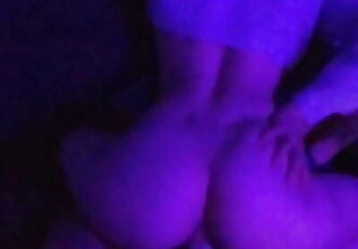Petite Asian Girl Sucks and Fucks his Big Dick after a Late-night Movie