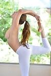 Rất đẹp bà Dễ thương thích làm vài tập yoga tư thế trong những Khỏa thân