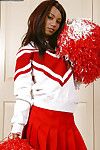 Amateur teen babe Mya Mason undresses her red cheerleader uniform