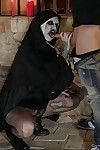 European female getting nailed while wearing creepy Nun costume