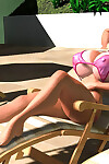pornstar D gợi cảm busty Tóc vàng trong bikini sunbathing ra ngoài - phần 417