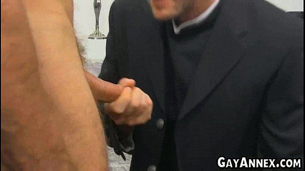 Horny priest fucking guy from church