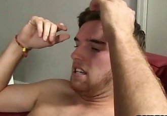 Straight hunk sucks and tugs a cock for some cash