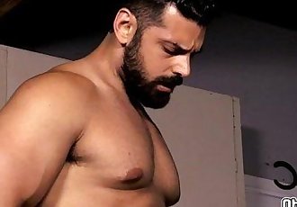 Bear with big dick barebacks with Roman in the ass so rough