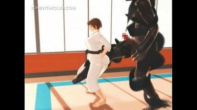 Hentai Karate Chica Náuseas en Un masiva dick en 3d 5 min