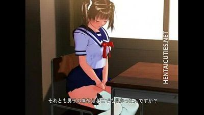 schüchtern 3d Anime Schulmädchen zeigen Titten 5 min