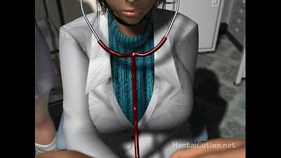 Busty anime nurses sucking a patients cock - 5 min