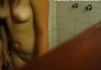 Sneak up on bathroom and fuck his girlfriend - 4 min
